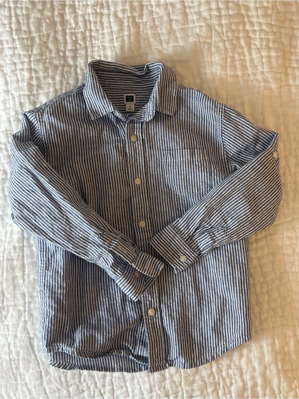 Boy's  Striped Button-Up Shirt - Blue & White